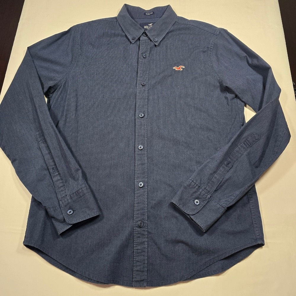 Hollister Epic Flex Slim Fit Shirt Mens Small Blue Long Sleeve Button Down